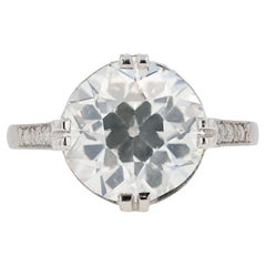 GIA-zertifizierter Verlobungsring mit 3,86 Karat Diamant im europäischen Schliff im Art déco-Stil