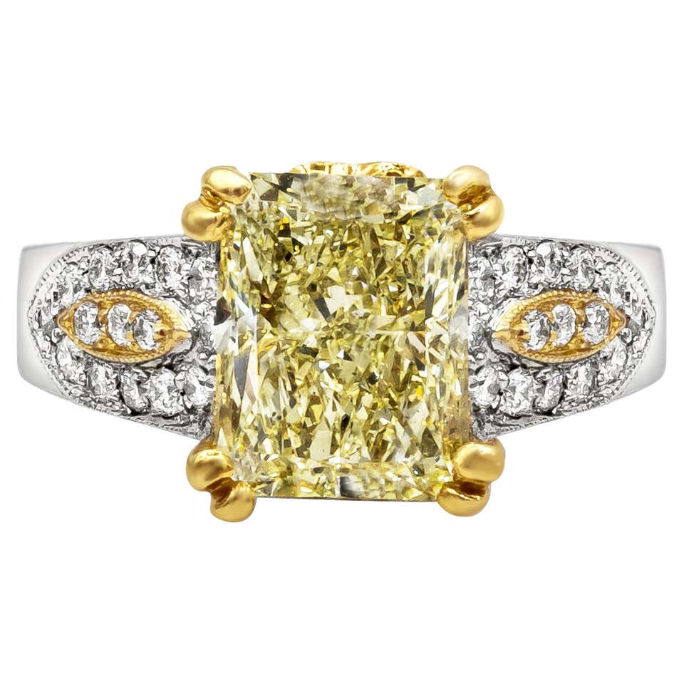 Yellow Fancy Rings Scarselli GIA-Certified 2 Carat Fancy Yellow Radiant Cut Diamond ...