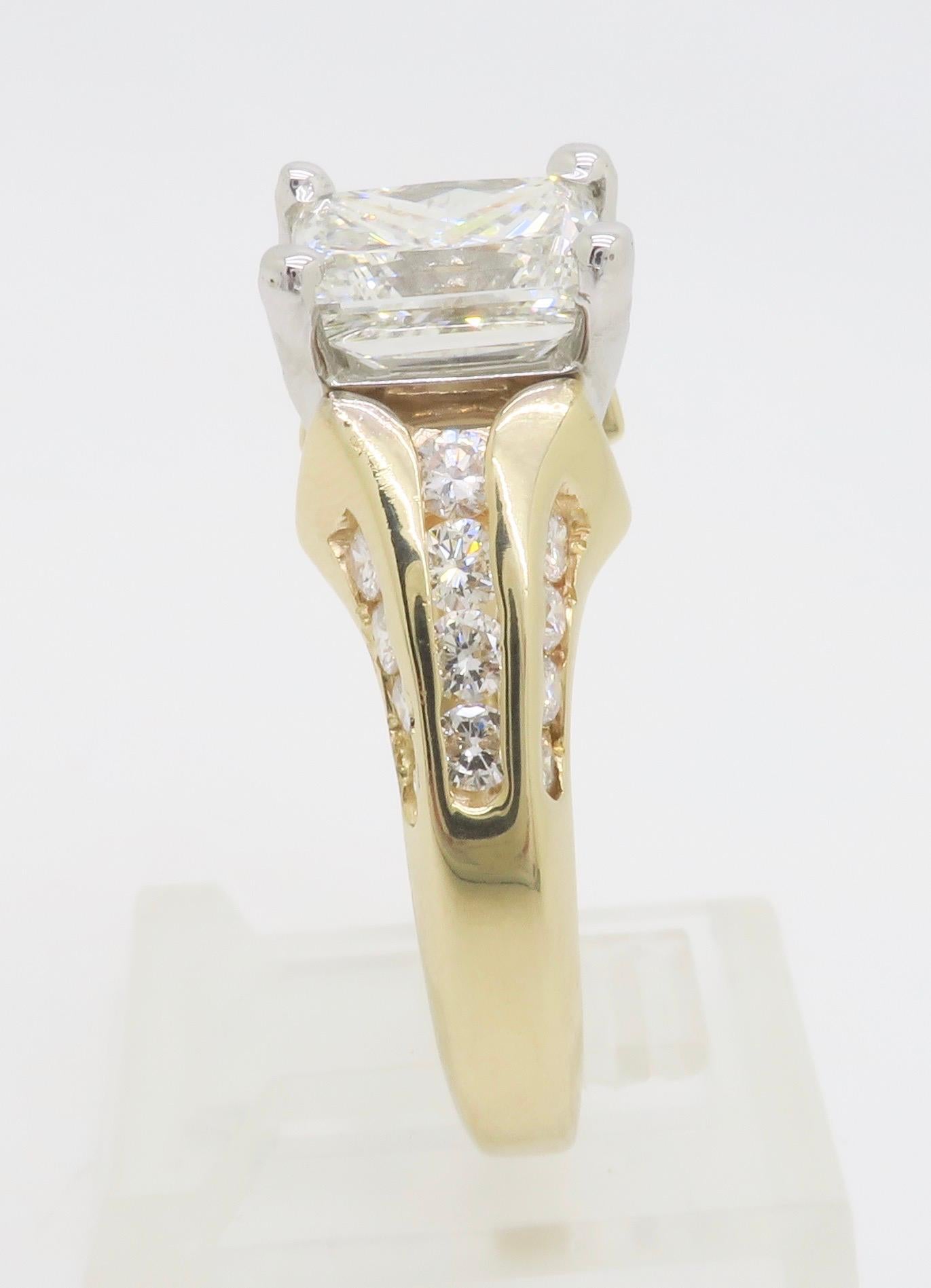 GIA zertifiziert 3,87CTW Prinzessinnenschliff Diamant Ring in Gelbgold gefertigt im Angebot 6