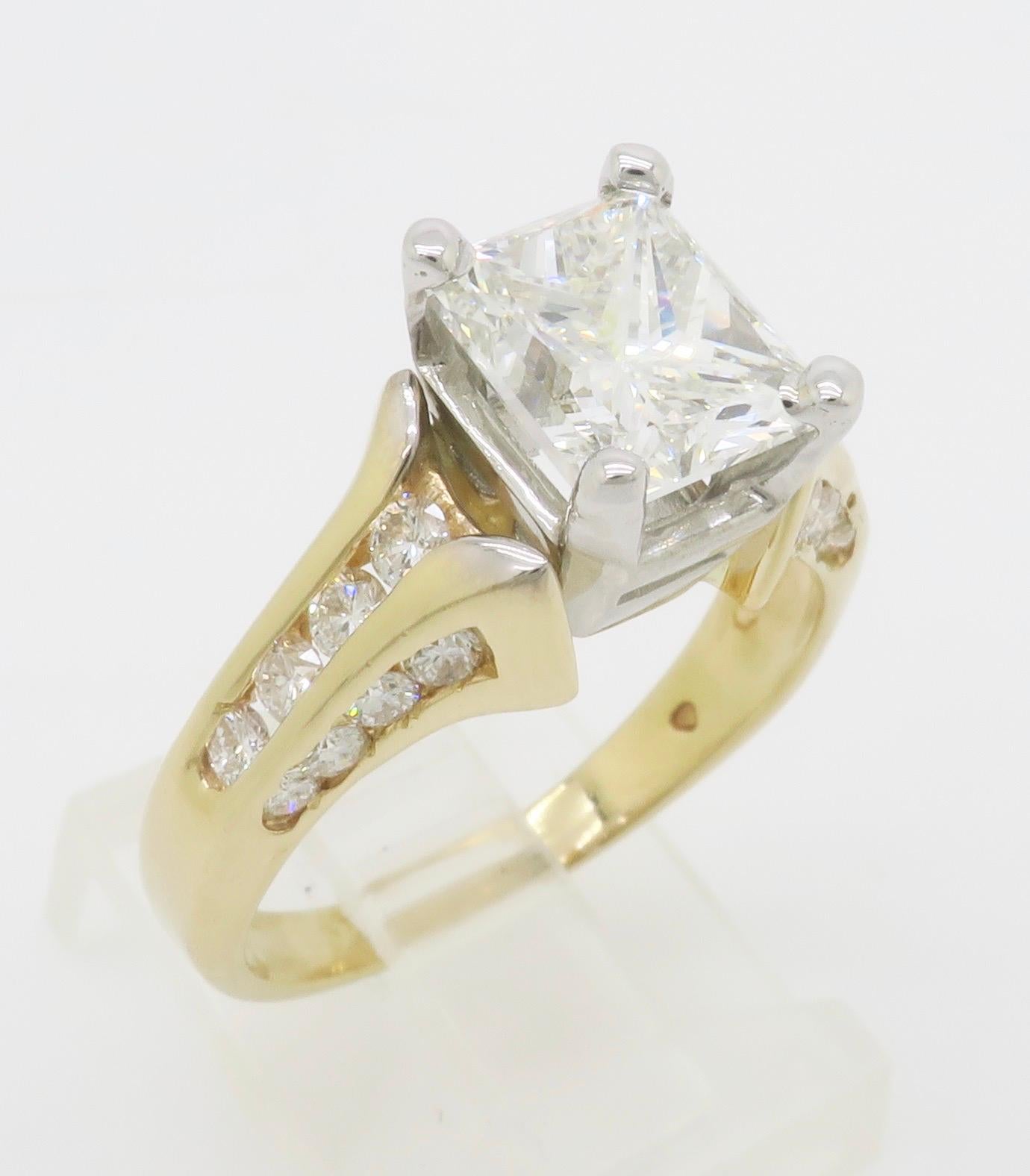 GIA zertifiziert 3,87CTW Prinzessinnenschliff Diamant Ring in Gelbgold gefertigt im Angebot 9