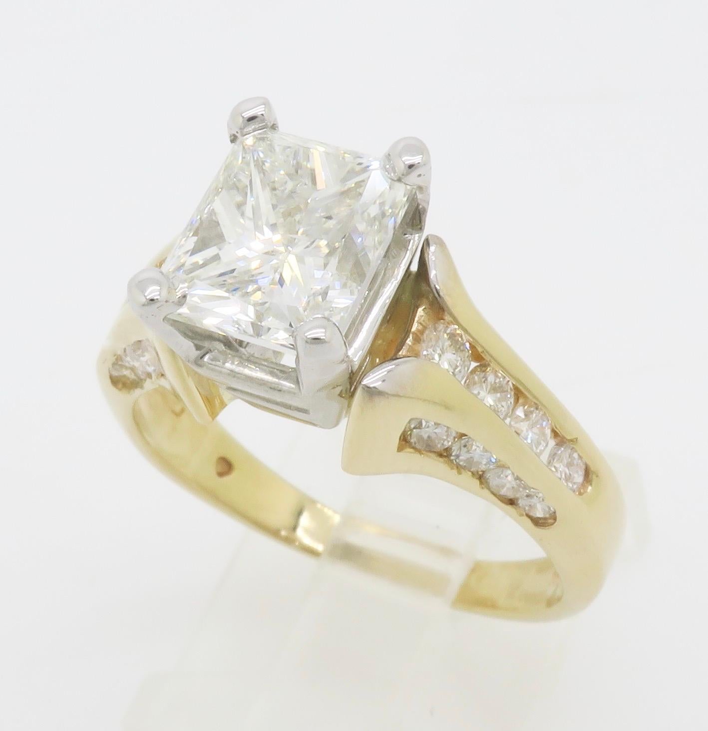 GIA zertifiziert 3,87CTW Prinzessinnenschliff Diamant Ring in Gelbgold gefertigt im Angebot 10