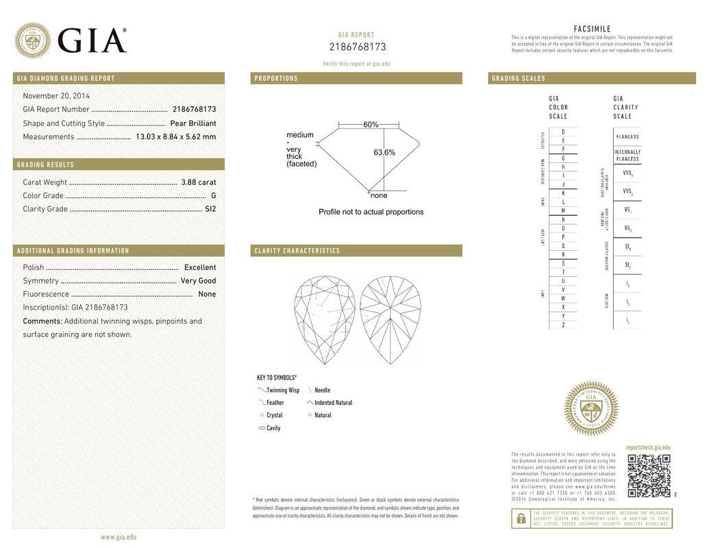 Contemporain Bague à diamant certifiée GIA de 3,88 carats avec anneau tressé en forme de poire en vente
