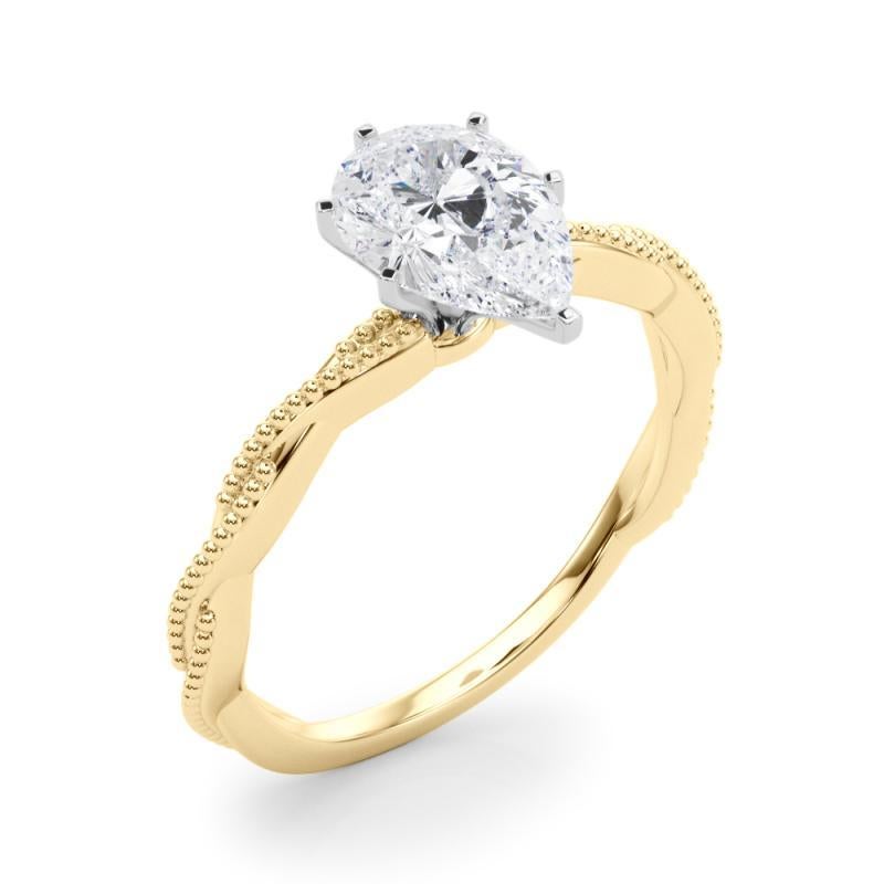 Bague à diamant certifiée GIA de 3,88 carats avec anneau tressé en forme de poire Pour femmes en vente