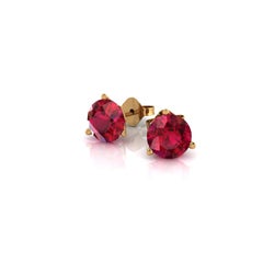 2,6 Carati di Rubino Burma Piccione Rosso Orecchino Martini Studs Oro Giallo 18k