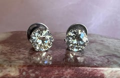 GIA Certified 3.88 tcw Old European Cut Diamond Stud Earrings