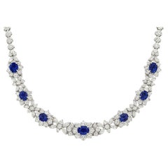 GIA Certified 39 Carat Blue Sapphire Carat Diamond Necklace