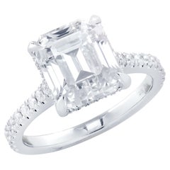 GIA Certified 3.92 Carat Emerald Cut Diamond Engagement Ring