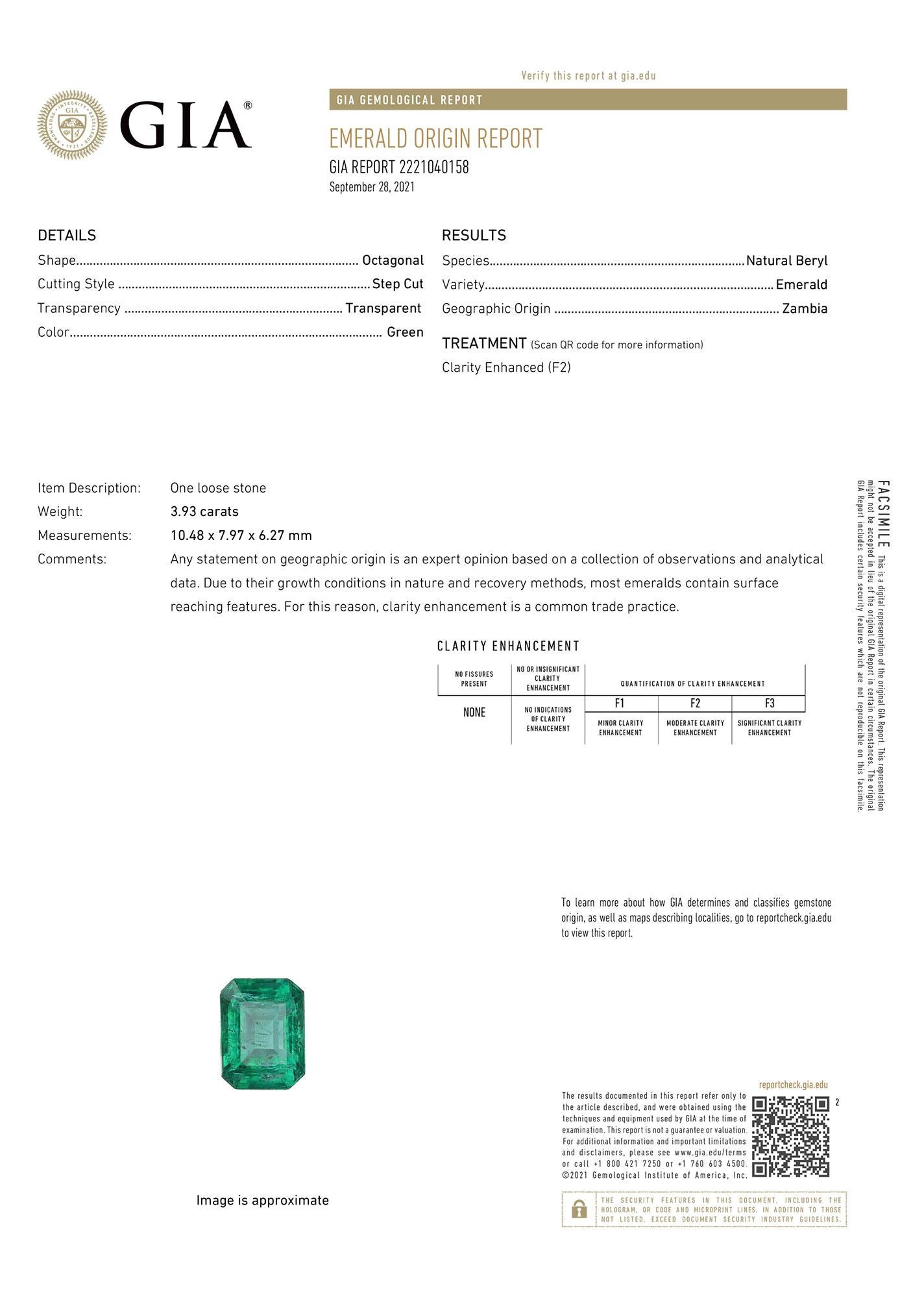 GIA Certified 3.93 Carat Green Emerald Bezel Set in 18K Yellow Gold Diamond Ring In New Condition For Sale In San Francisco, CA