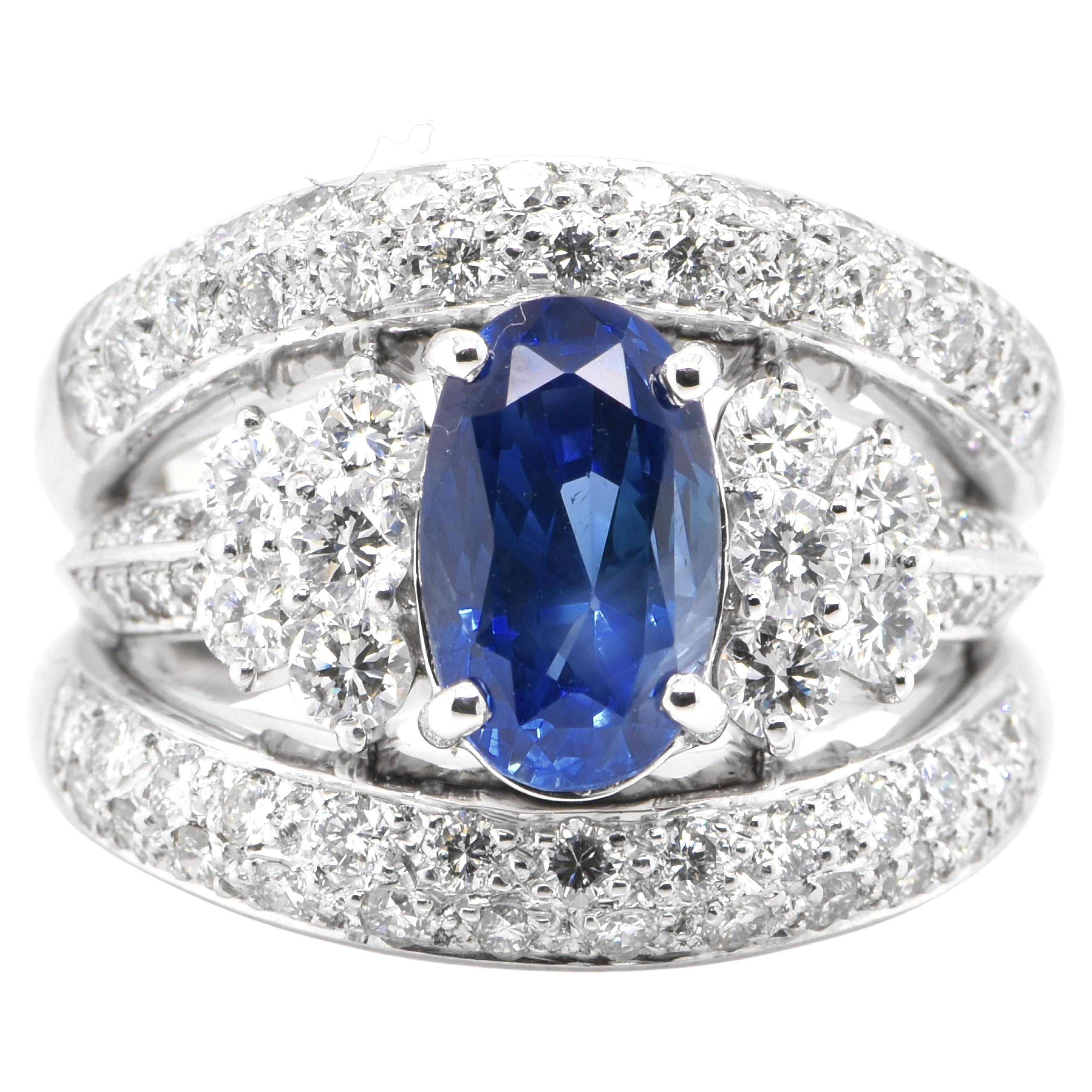 Unheated GIA Cert 5.98 Carat Burmese Sapphire Diamond Platinum Ring For ...