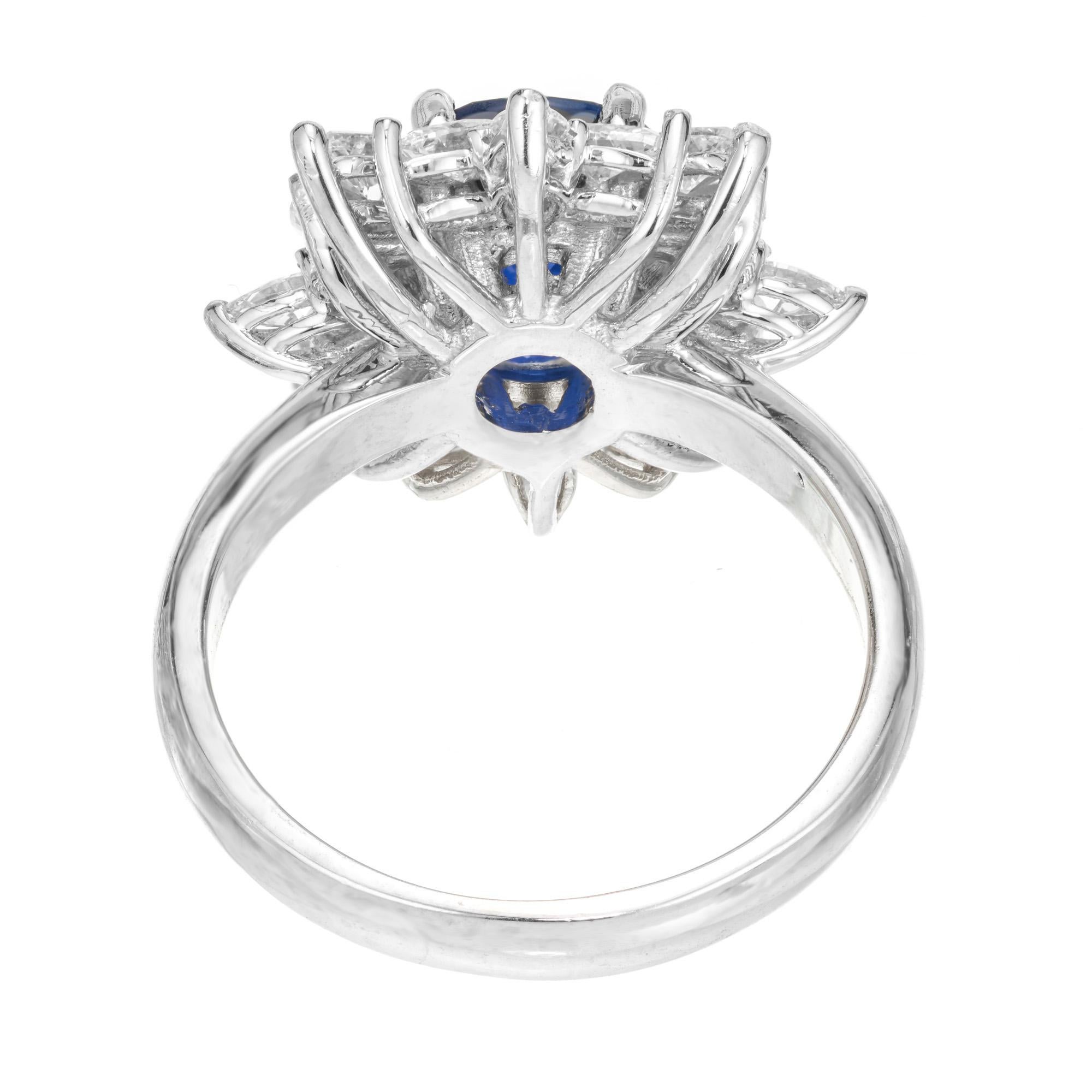 Platin-Verlobungsring mit 3,93 Karat königsblauem Saphir und Marquise-Diamant im Angebot 2