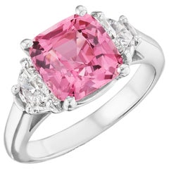 GIA Certified 3.95 Carat Natural Pink Sapphire Ring in Platinum