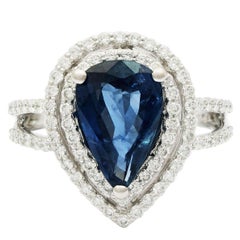 GIA Certified 3.95 Carat Unheated Blue Sapphire Fashion Ring