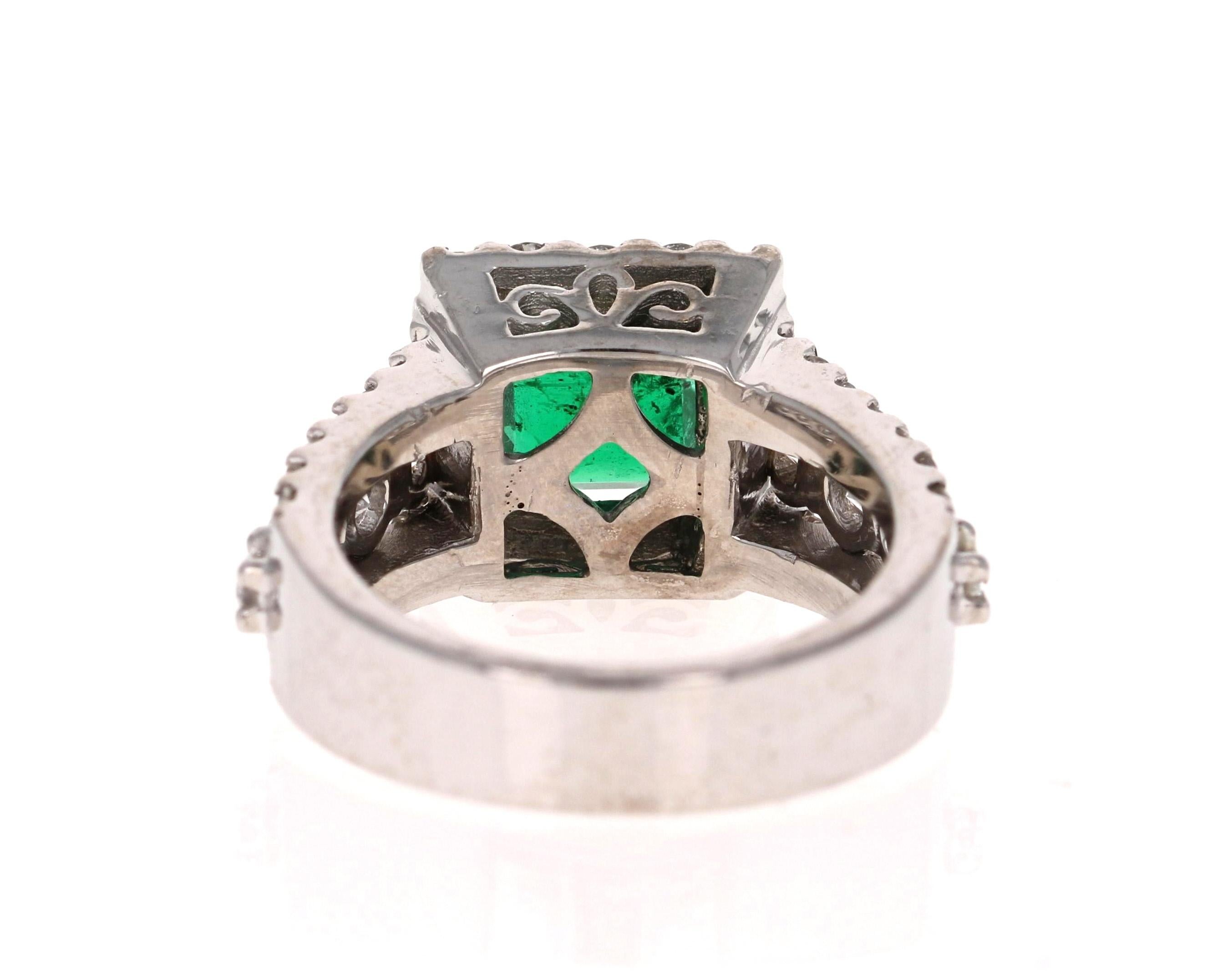 Emerald Cut GIA Certified 3.96 Carat Emerald Diamond 18 Karat White Gold Ring For Sale