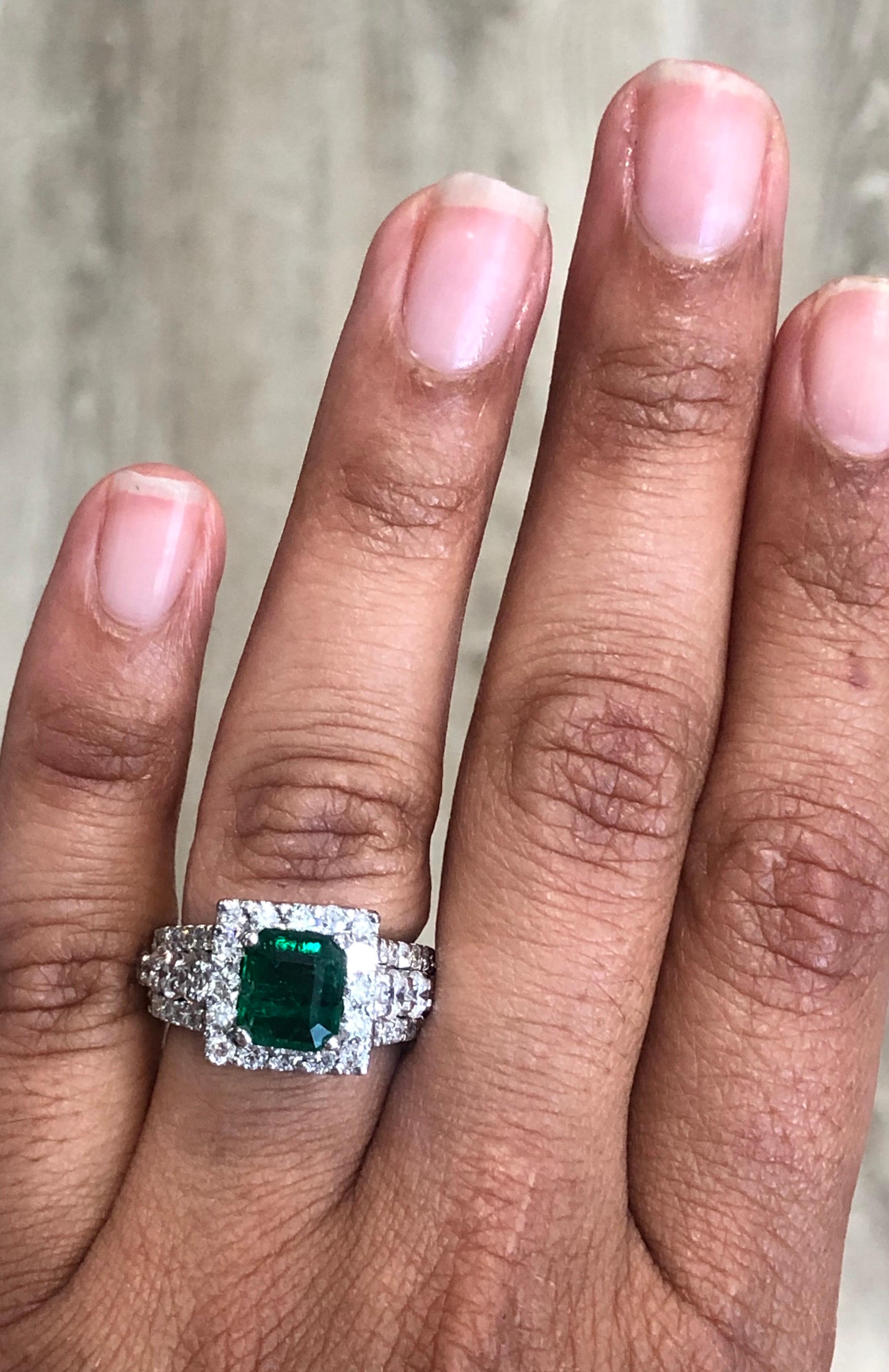 GIA Certified 3.96 Carat Emerald Diamond 18 Karat White Gold Ring In New Condition For Sale In Los Angeles, CA