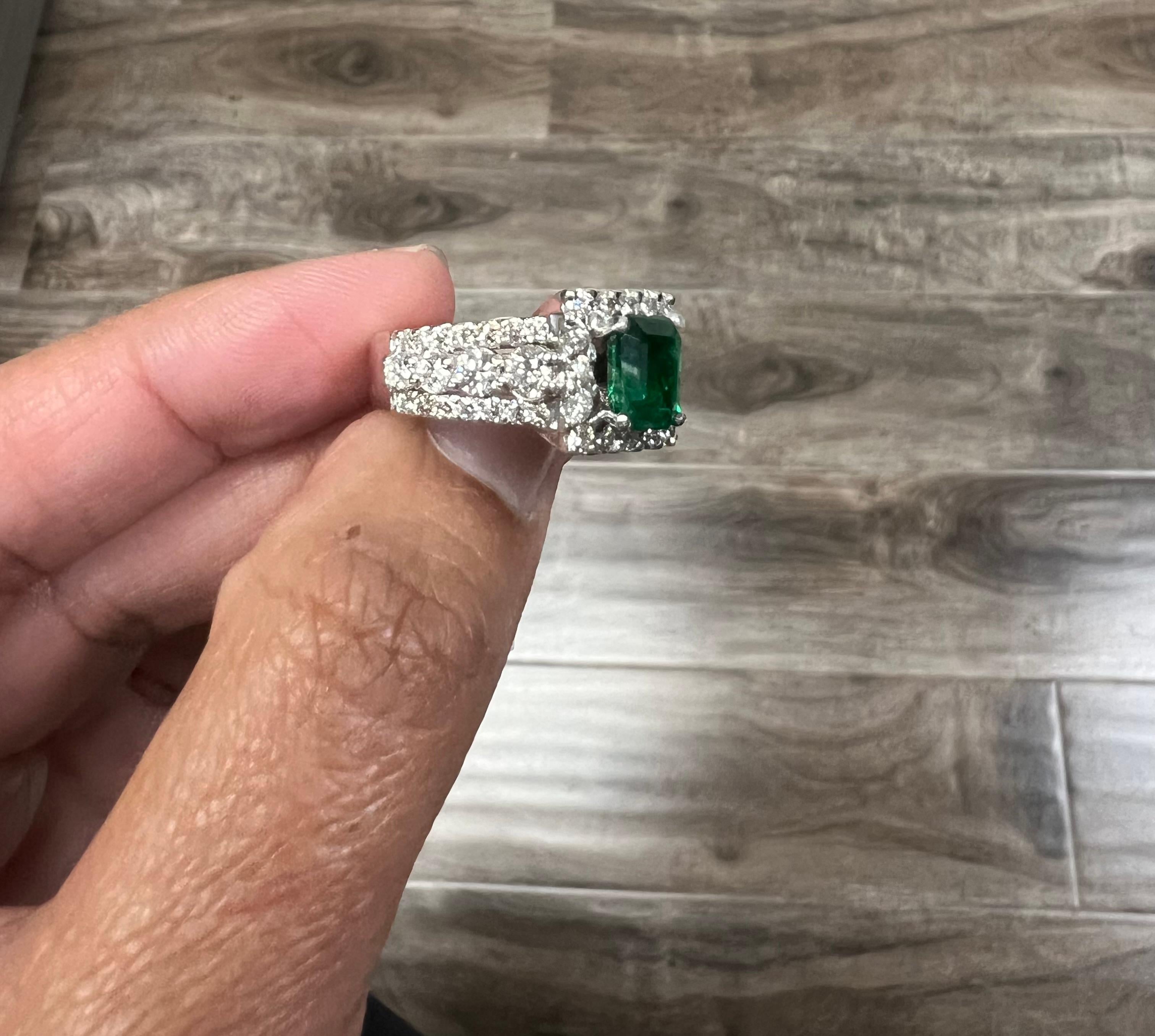 GIA Certified 3.96 Carat Emerald Diamond 18 Karat White Gold Ring For Sale 3