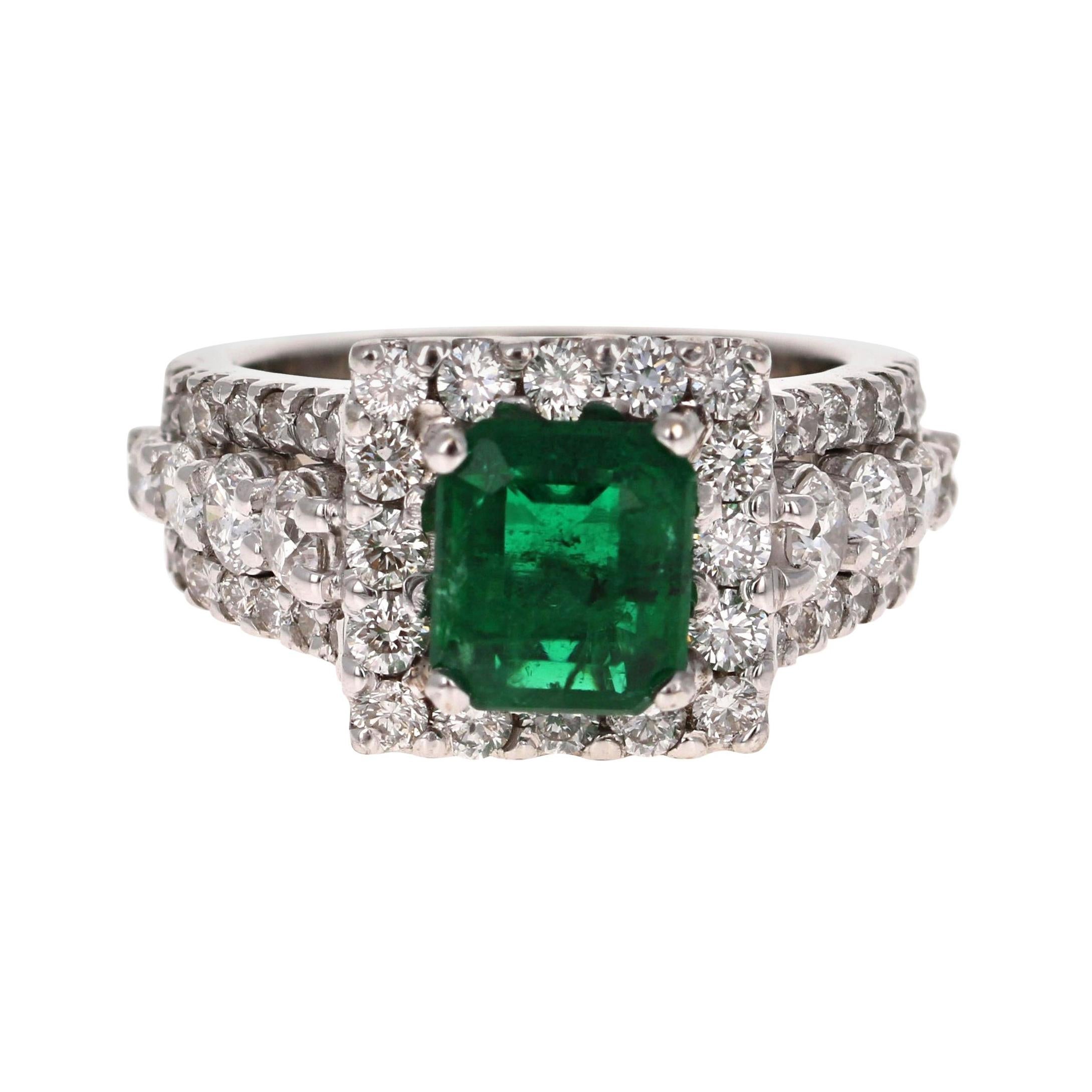GIA zertifizierter 3,96 Karat Smaragd-Diamant-Ring aus 18 Karat Weißgold im Angebot