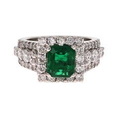 Anillo de oro blanco de 18 quilates con diamante esmeralda de 3,96 quilates certificado por el GIA