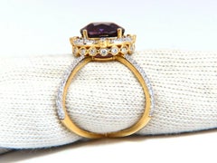 GIA Certified 3.96 Carat Natural Vivid Purple Sapphire Diamonds Ring