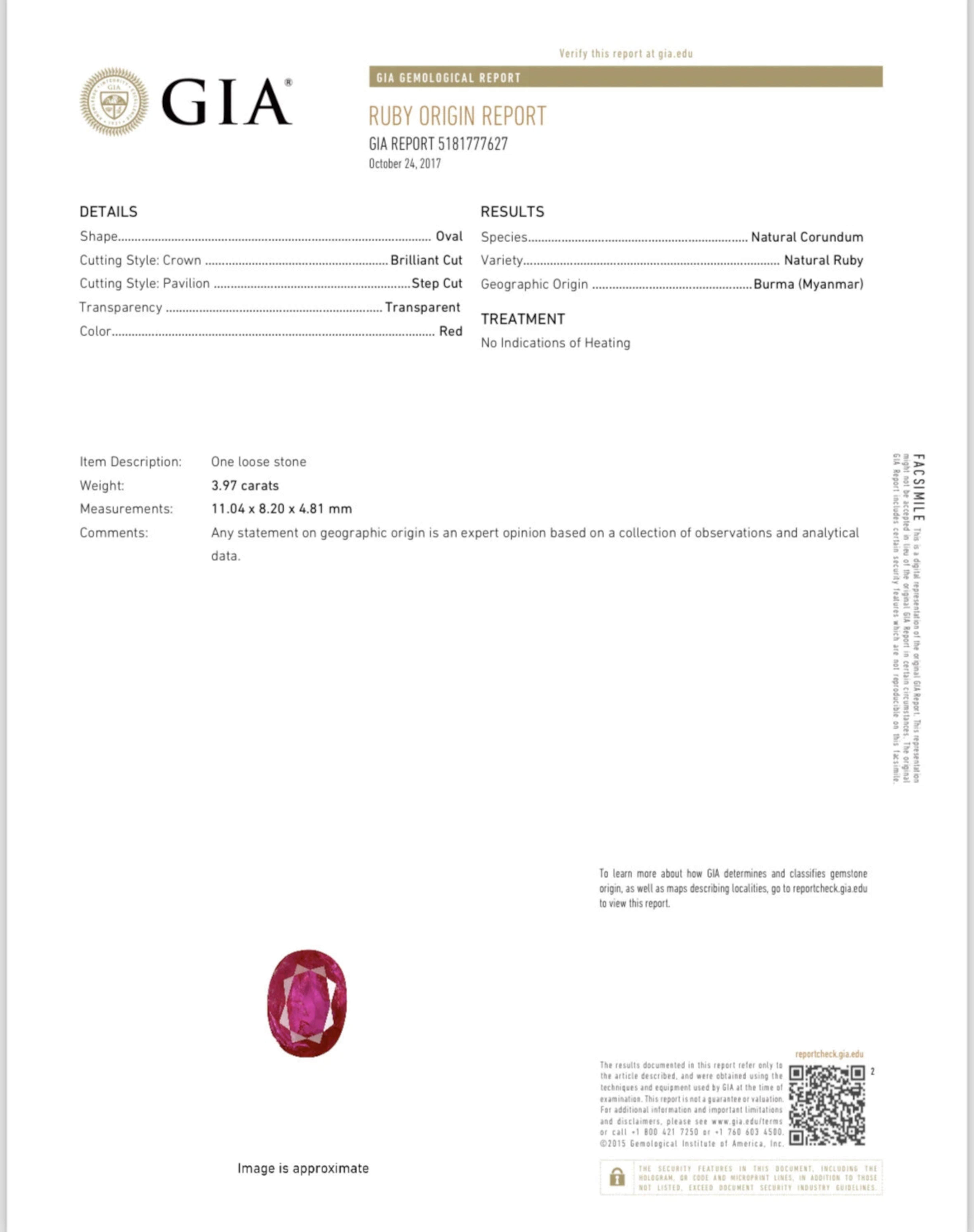 GIA zertifiziert 3,97 Karat natürlichen Burma Rubin NO HEAT Diamant Ring (Ovalschliff) im Angebot