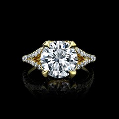 GIA Certified 3.98 Carat, Round Brilliant Diamond Halo Ring