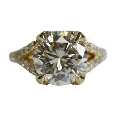 GIA Certified 3.98 Carat, Round Brilliant Diamond Halo Ring