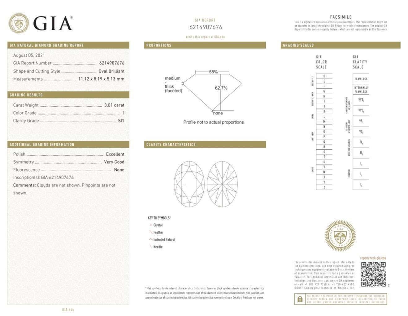 Bague en diamants baguettes ovales de 3 carats certifiés GIA Neuf - En vente à Rome, IT