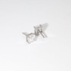 GIA Certified 3ct Asscher-Cut Diamond Solitaire Stud Earrings in 18K White Gold