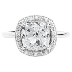 GIA Bericht zertifiziert 3,5 Karat F VS Kissenschliff Diamant 18k Halo Verlobungsring