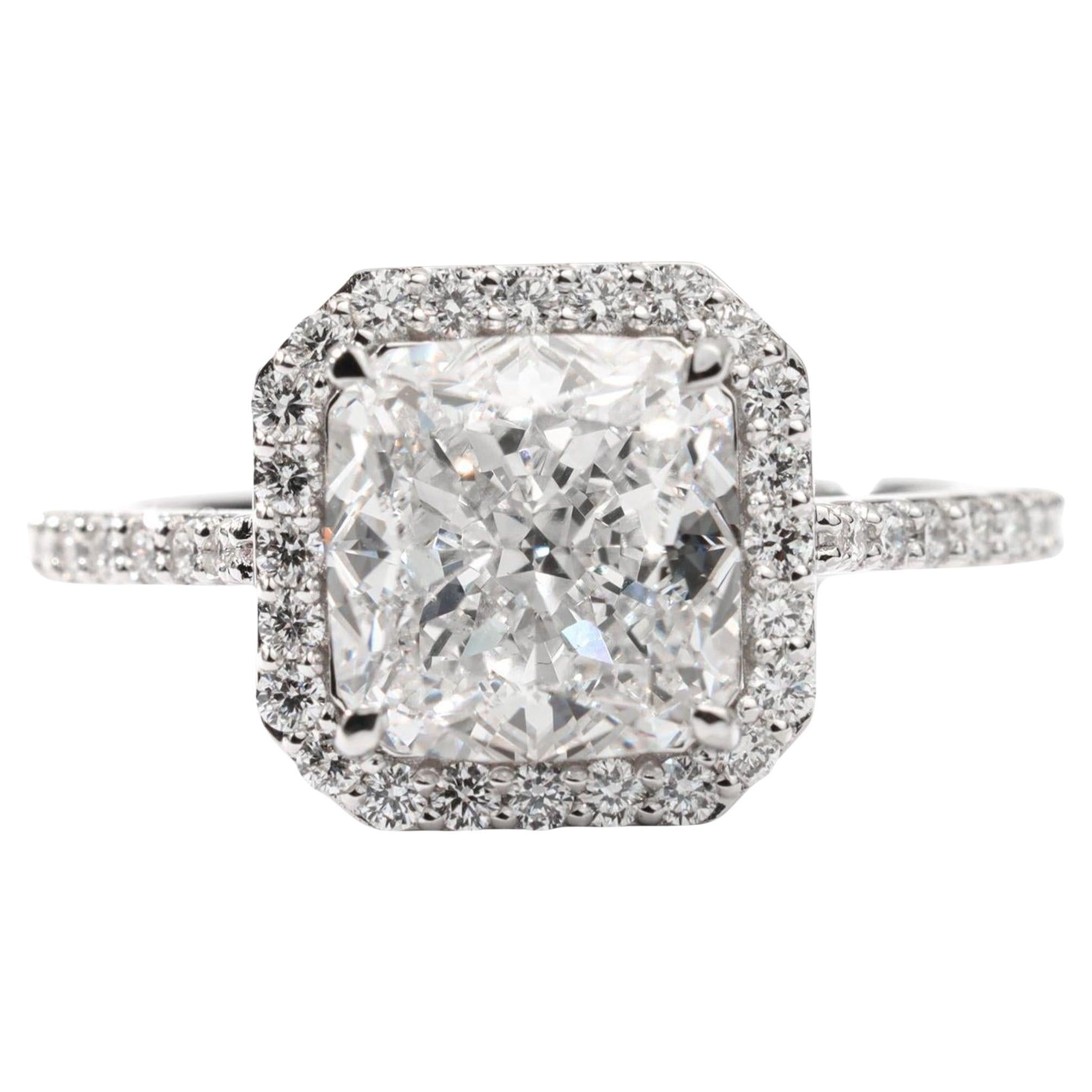 GIA zertifizierter 3ct Cushion-Cut Diamant Solitär Verlobungsring in 18K Weißgold