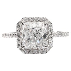 GIA zertifizierter 3ct Cushion-Cut Diamant Solitär Verlobungsring in 18K Weißgold