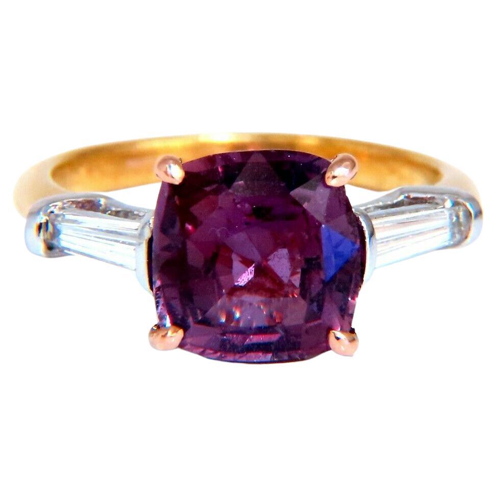 GIA Certified 3ct Natural Purple Pink Sapphire Diamonds Ring 18kt Plat For Sale