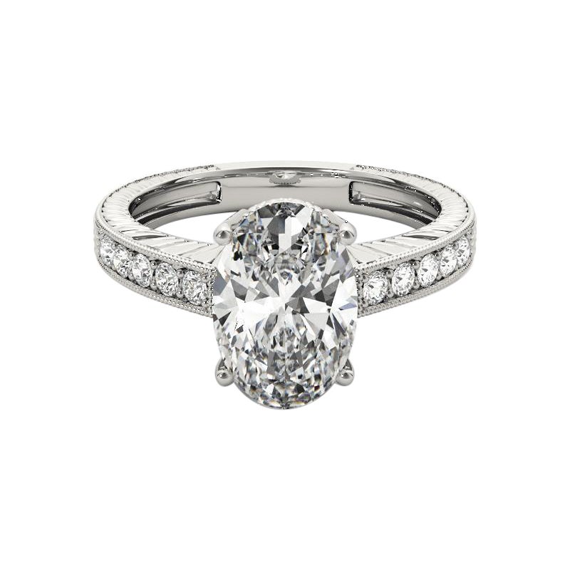 GIA Certified 3ct Oval Antique Milgrain Engraved Diamond Ring