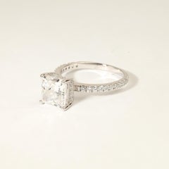 GIA-Certified 3ct Princess-Cut Diamond Hidden Halo Engagement Ring in 18K Gold