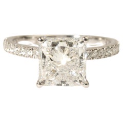 Anillo de compromiso con halo oculto de diamantes talla princesa certificado GIA de 3 ct en oro de 18 quilates
