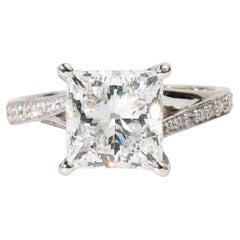 Anillo de compromiso solitario con diamante talla princesa certificado por el GIA de 3 ct en oro de 18 quilates