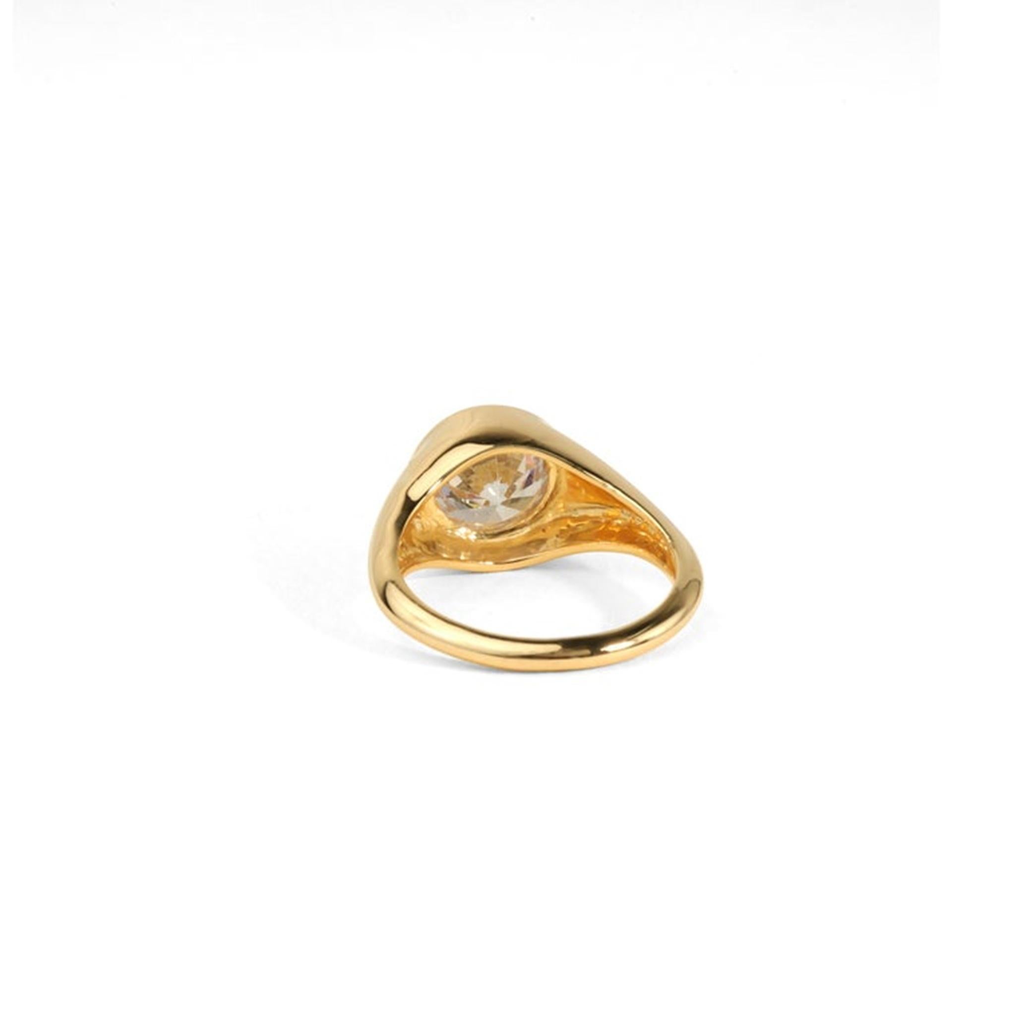 Rapport GIA Certifié 3 Carats Rond  Bague chevalière en or 18k avec diamant taillé E VVS en vente 2