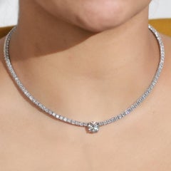GIA Certified 3ct Round-Cut Natural Diamond Tennis Necklace – 18K White Gold