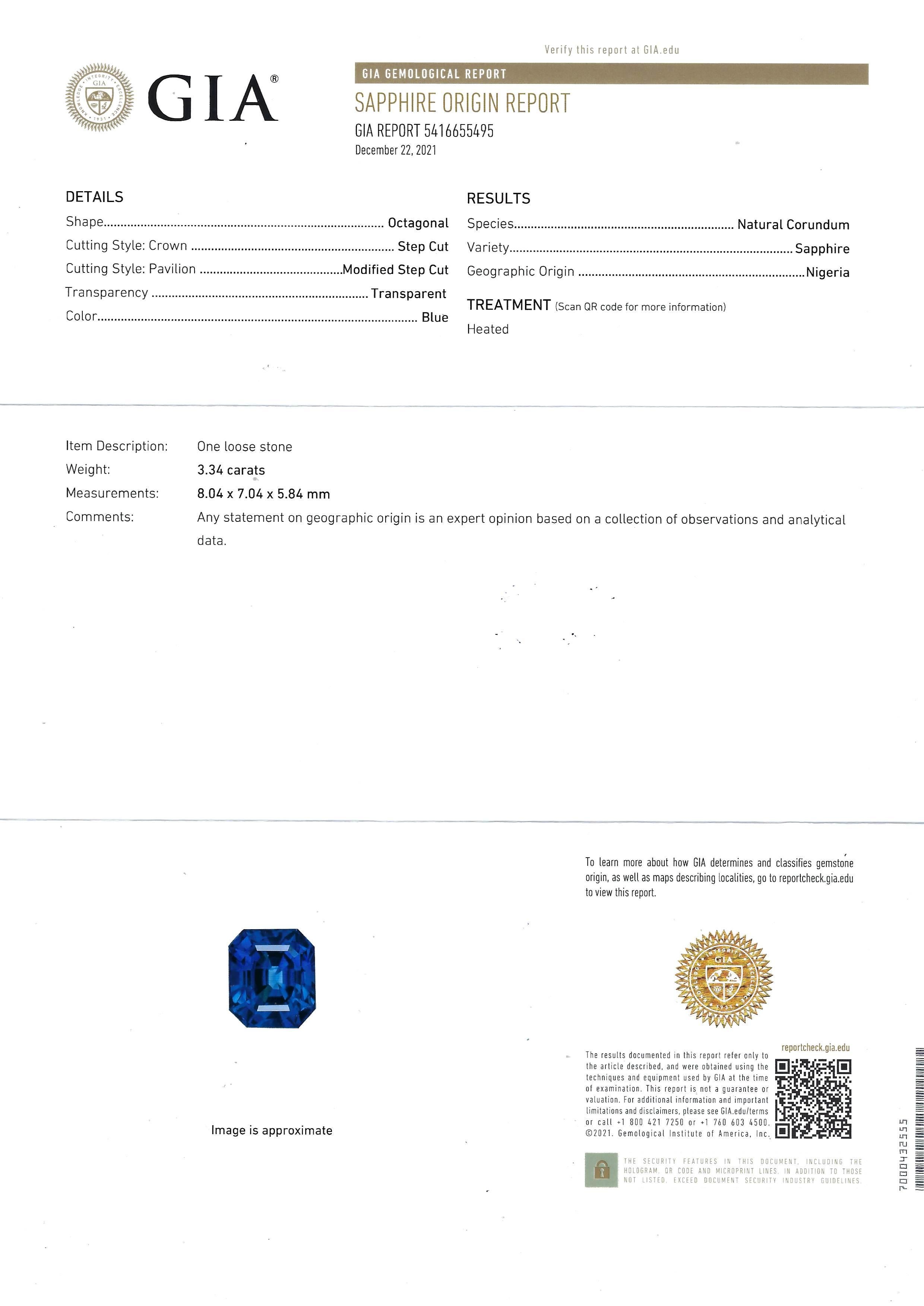 GIA-zertifizierter 3 Karat blauer Saphir mit Diamantring in 18 Karat Goldfassung im Angebot 10
