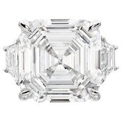 GIA Certified 4 Carat Asscher Cut Diamond 18k White Gold Ring