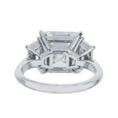 GIA Certified 4.19 Carat Square Emerald Cut Diamond Ring with trapezoid Diamond
