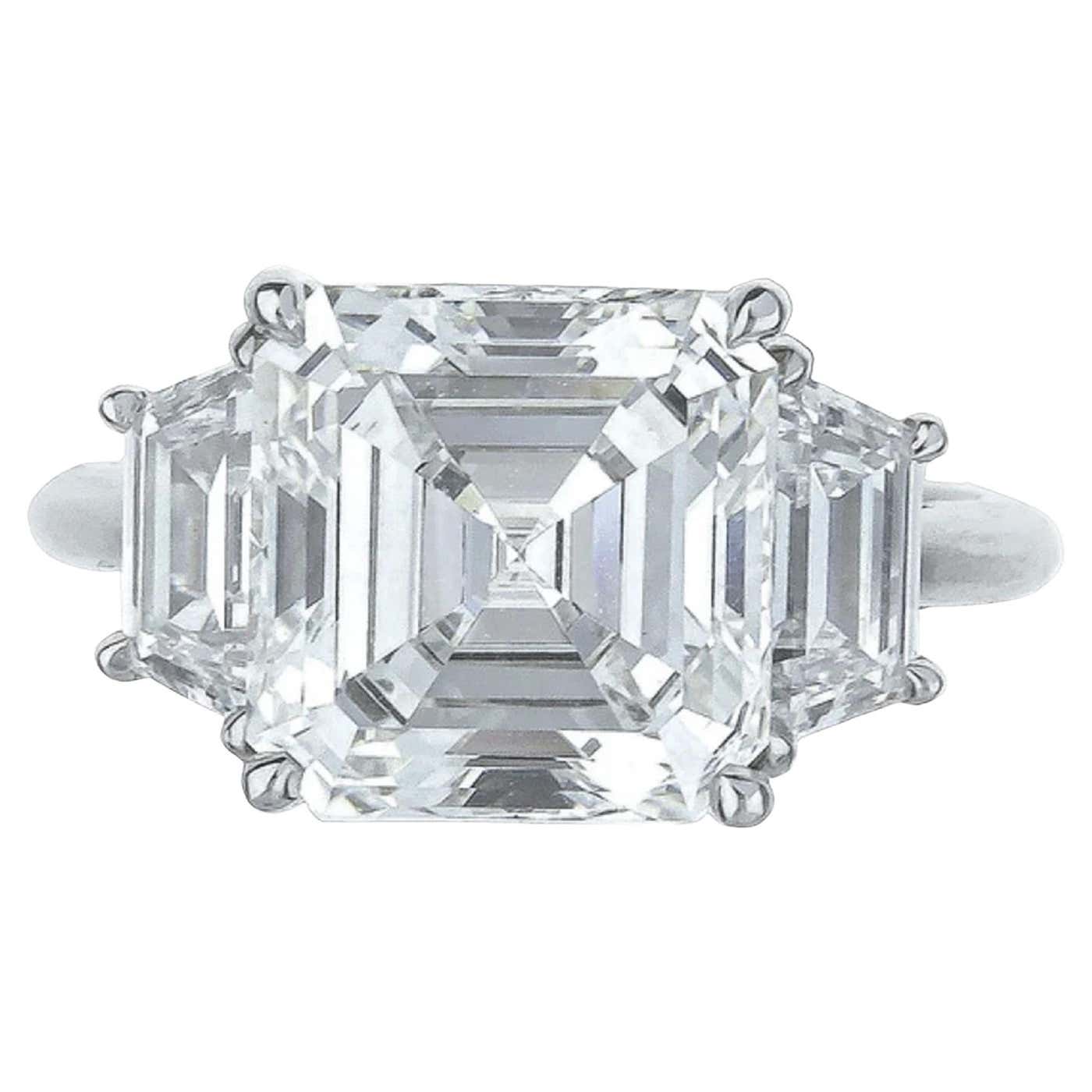 Asscher Cut Ring Stack GIA Certified 4 Carat Asscher Cut Diamond Ring For Sale at 1stDibs ...