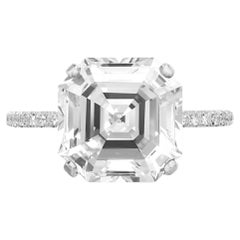 GIA Certified 4 Carat Asscher Cut Diamond Platinum Ring