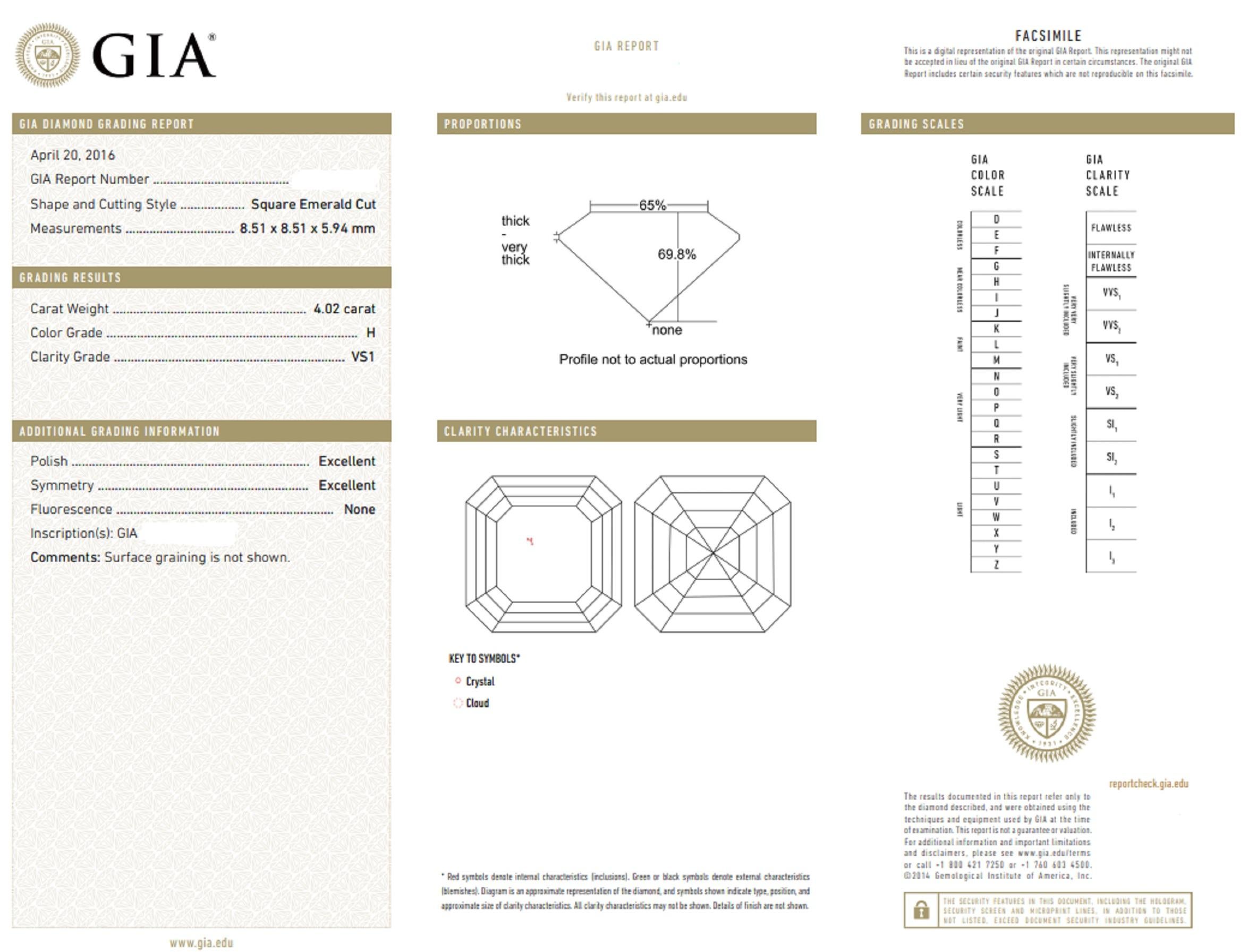 GIA Certified Asscher Cut  Diamond Ring