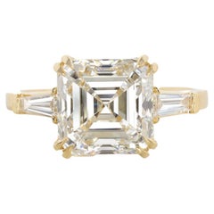 GIA Certified 3 Carat Asscher Cut Diamond Solitaire Ring