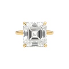 GIA Certified 4 Carat Asscher Cut Diamond Solitaire Ring in 18K Yellow Gold