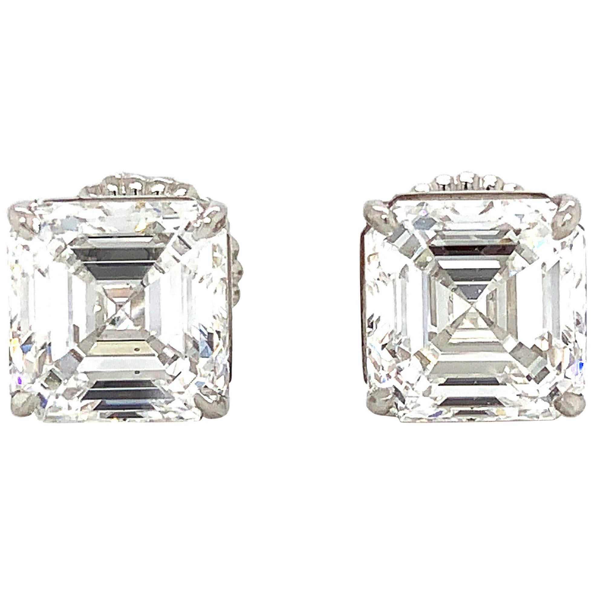 GIA Certified 4 Carat Asscher Cut Diamond Stud Earring in Platinum