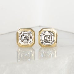 GIA Certified 4 Carat Asscher Cut Diamond Studs VVS Clarity E color