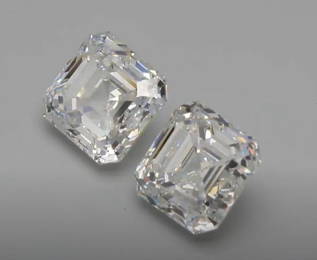 Old Mine Cut GIA Certified 4 Carat Asscher Cut Diamond Studs VVS Clarity E color For Sale