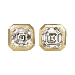 GIA Certified 4 Carat Asscher Cut Diamond Studs VVS Clarity E color