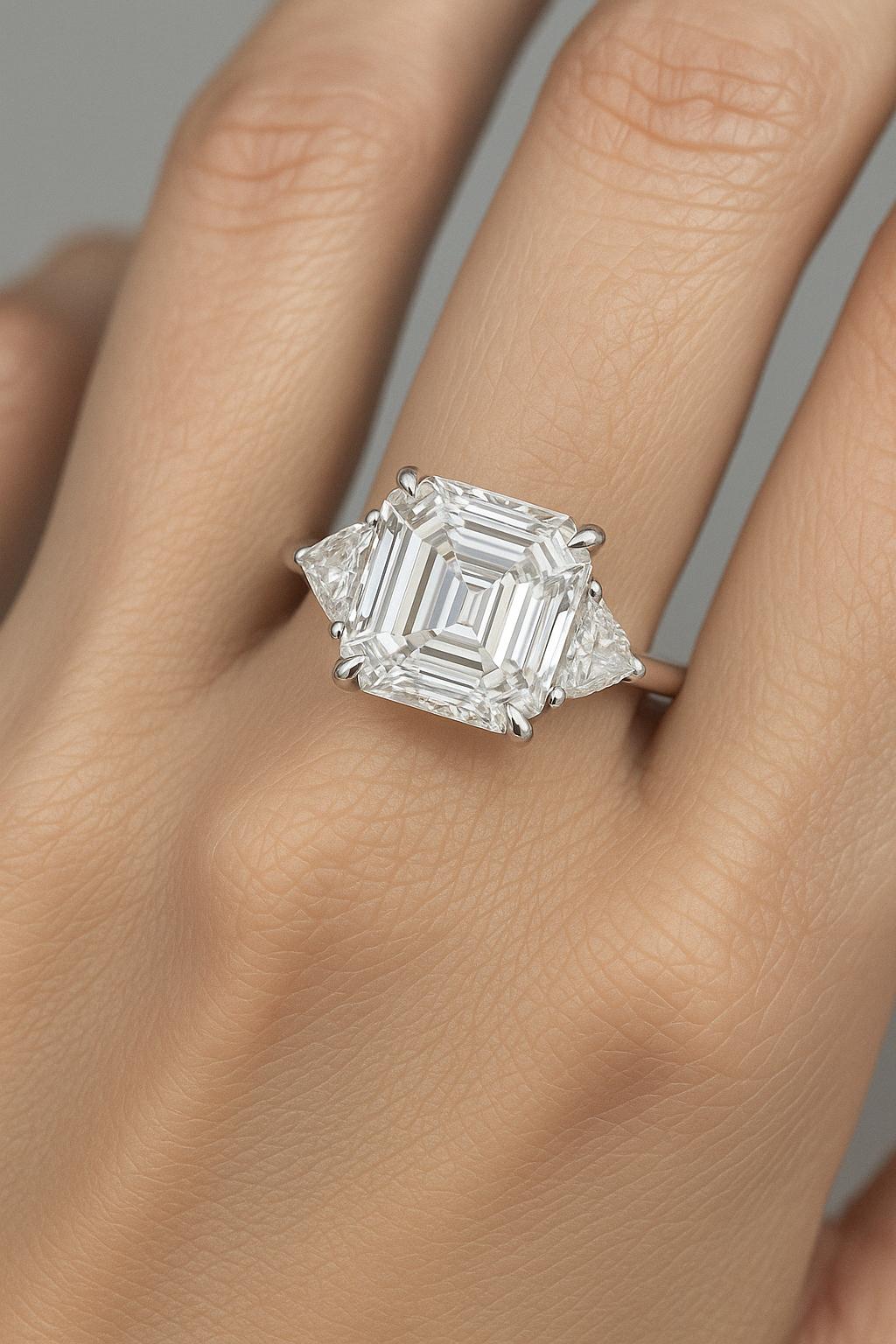 Contemporaneo Anello in platino con diamante taglio Asscher VS1, certificato GIA, da 4 carati. in vendita